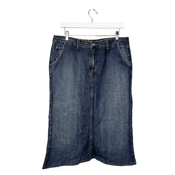 Vintage Dresses & Skirts - LUCKY BRAND VINTAGE DENIM MIDI SKIRT Y2K 2000’s SZ 14/32